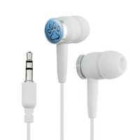 Paw Print Dog Cat Pet on Blue Novelty in-Ear Earbud Headphones - White