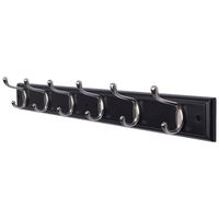 DOKEHOM 6-Satin Nickel Hooks -(Available 4 and 6 Hooks in 4 Colors) on Black Wooden Board Coat Rack Hanger, Mail Box Packing