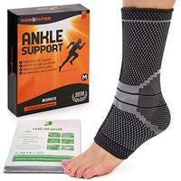 Ankle Support Compression Sock - Ultra Breathable Ankle Brace, Elastic and Comfortable - Compression Support Brace for Injury Recovery and Joint Pain Relief, 10 Sterile Gauze Swabs Included (Large)