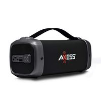 AXESS SPBT1074 Portable Indoor/Outdoor Bluetooth Media Speaker with Built-In FM Radio Rechargeable Battery and Subwoofer Gray