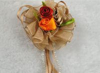 20pcs Organza Cabbage Flower Streamers The The Wedding Decoration Appliques (Coffee)