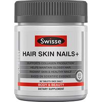 Swisse Ultiboost Hair Skin Nails Supplement | Premium Beauty Formula, Supports Collagen Production | Rich in Vitamin C & Silica, Plus Biotin | 60 Tablets