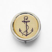RhyNSky Ship's Anchor Mini Portable Pocket Pill Box Case Holder for Purse, 3 Compartments, Silvery, FS530
