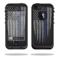MightySkins Skin Compatible with Lifeproof iPhone 5s case - Thin Blue Line | Protective, Durable, and Unique Vinyl Decal wrap Cover | Easy to Apply, Remove, and Change Styles | Made in The USA
