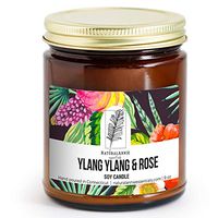 NaturalAnnie Essentials Apothecary Amber Jar YLANG YLANG & Rose Soy Candle 9oz- Scented Candle.
