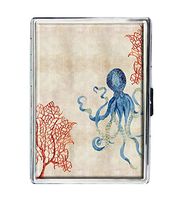 Octopus Floating Design Stainless Steel ID Cigarettes Case Holder Stylish Credit Card Wallet