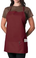 KNG Pack of 2 - Burgundy Adjustable Bib Apron - 3 Pocket