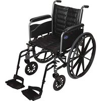 Invacare Tracer EX2 Wheelchair, with Full Length Arms and T93HAP Hemi Footrests with Heel Loops, 20" Seat Width