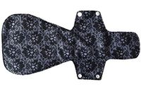 MUMBABY 16 Inch Ultra-deep Sleep Guard Wide Charcoal Bamboo Mama Cloth/Menstrual Pads/Reusable Sanitary Pads (41cm Over-Length) (Black Lace)