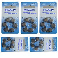 Sunmax 30 X Hearing Aid A675 675A Za675 675 Pr44 Battery