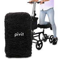 Pivit Knee Crutch Scooter Pad Covers for Foot Injuries | Amazingly Soft Faux Sheepskin Padding for Walker Roller Carts | Pillow Cushion Protector Pads for Broken Leg Scooters (Black)