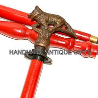 ALUMINIUM ANTIQUE FOX WALKING STICK WOOD CANE HANDLE VINTAGE CANE
