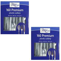 Plexware Cutlery Set 160 Count (40 Knives, 80 Forks, 40 Spoons), Pack of 2, 320 Total, Looks Like Real Plastic Silverware
