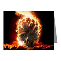 Note Card Flaming Skull
