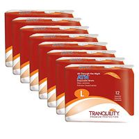 Tranquility ATN Adult Disposable Briefs with All-Through-The-Night Protection, L (45"-58") - 96 ct (Pack of 8)