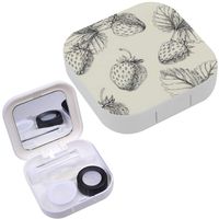 Portable Contact Lens Case Box Travel Kit Mirror + Bottle + Tweezers Container Holder [ Strawberry Floral ]