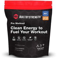 BuiltByStrength Pre Workout Powder Supplement – NSF Certified Fruit Punch Energy Boost for Endurance and Muscle Growth – Contains Creatine and Caffeine – Great Taste that Dissolves Completely in Water