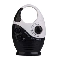 Mini FM Am Waterproof Shower Music Hanging Radio Suit Bathroom Bath Cabin Black Powerful Hi-Fi Speakers Portable Radio Operated (Black)
