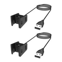 Maxjoy Compatible with Fitbit Charge 2 Charger, Replacement USB Charger 2 Pack Charging Cable Clips Cradle Dock Adapter 1m/3 ft Compatible with Fitbit Charge 2 Heart Rate Tracker Wristband 2Pcs, Black