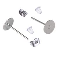 100 Pieces Stainless Steel Earrings Posts Flat Pad,100 Pieces Butterfly Earring Backs,100 Pieces Bullet Earring Backs,Total 300 Pieces (6mm)
