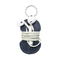 Leather Key Chain & Headphone Wrap Handmade by Hide & Drink :: Slate Blue