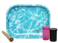 Mei Hua Rose Tip Packable Cigarette Tube (RAW Rolling Paper and Tip), Small Flip Top Storage Container (2 Pack), with Leaf Lock Gear Mini Rolling Tray (Ripple) - 4 Item Bundle