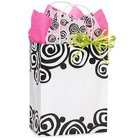 NW Bohemian Swirls Paper Shopping Bags - Cub Size - 8 x 4 3/4 x 10 1/2in. - 25 Pack