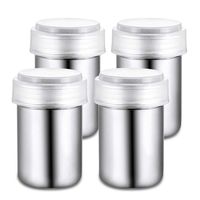 LOHOME Stainless Steel Fancy Coffee Dredger Cocoa Powder Shaker with Fine-mesh Lid & Translucent Plastic Cover for Baking & Cooking At Home/Restaurant (4-Pieces)
