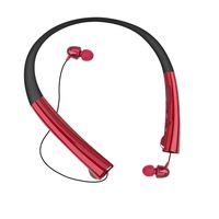 Bluetooth Headphones Chof Wireless Retractable Earbuds Neckband Bluetooth Headset Stereo Sound with Mic, Sport Sweatproof, Call Vibrate Alert-Red