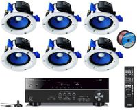 Yamaha 3D-Ready 5.1-Channel 500 Watts Digital Home Theater Audio Video Receiver with 4K Pass-Through + Yamaha Custom Easy-to-Install in-Ceiling Full Range Mini Speakers (Set of 6)