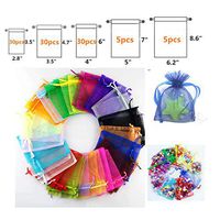 MeetRade 100pcs Organza Bags Mix Color 4 Sized Satin Drawstring Organza Gift Bags Pouch for Wedding Christmas Party Favor Jewelry Watch Candy (100pcsA)