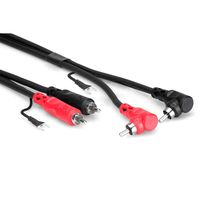 Hosa CRA-202DJ Dual RCA to Dual Right Angle RCA with Ground Wire Stereo Interconnect Cable, 2 Meters