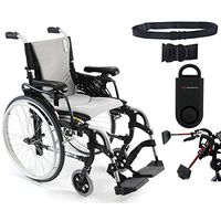 Karman S-Ergo 305 Ultra Lightweight Ergonomic Wheelchair | Upgraded to Elevating Legrests | Seat Size 16" X 17" | Frame Color Pearl Silver & Free 130 dB Black Safety Alarm! + Black Belt!