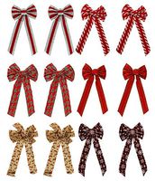 Set of 12 Holiday Decorative Bows! - Perfect for Seasonal Decor, Parties, Accessories, and More! - Measures 10"x22"(12 Bows)