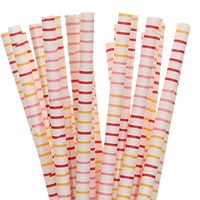 Biodegradable Paper Straws Pink Yellow And Red Horizontal Striped (25)