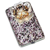 Bling Bling Rhinestone Cigarette Box Women Cigarette Case, for 20 Thin Cigarettes Use, Purple