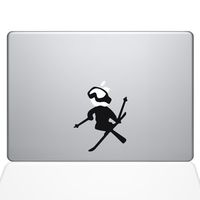 The Decal Guru Skiing Decal Apple Decal Vinyl Sticker, 13" MacBook Pro (2016 & Newer Models), Black (1636-MAC-13X-BLA)