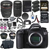 Canon EOS 5DS-R 5DSR DSLR Camera + Canon EF 24-105mm f/4L is USM Lens 0344B002 + Canon EF 75-300mm III Lens + LPE-6 Lithium Ion Battery + Sony 128GB SDXC Card + Canon W-E1 Wi-Fi Adapter Bundle