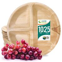 Verde Planet - 10 inch Rd Compartment Palm Leaf Plates - Biodegradable, Ecofriendly, Disposable, Sturdy, Earthy, Premium Quality Plates, USDA Certified - 25 Count