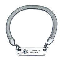 Pre-Engraved Chevron Pattern"Allergic to Morphine" Medical ID Bracelets for Women
