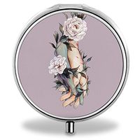 Compact 3 Compartment Medicine Case, IMLONE Customized Rose Thorn Hand Pill Organizer Metal Pill Box Pill Container for Purse, Travelling and Daily Needs