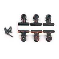 BarnwoodUSA Metal Hinge Clips, Bulldog Clips, Rustic Bronze Finish - Pack of 6, Screws Included