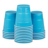 JAM PAPER Bulk Plastic Party Cups - 12 oz - Sea Blue - 200 Glasses/Box