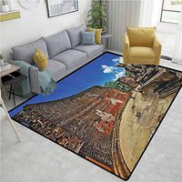 Humorous Area Rug Kitchen, Ancient Outdoors Statue Sitting in Lotus Position Meditation Spiritual Theme, Durable Carpet Area rug - Living Dinning Room Bedroom Rugs and Carpets(8'x 10') Multi