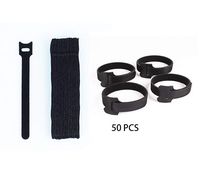CrazyWa 50 pcs Reusable Cable Ties Velcro,Cable Ties,Cable Management,Cable Organizer,Hook and Loop Cord Ties, Black, Cloth 6-Inch