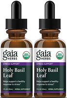 Gaia Herbs Holy Basil Leaf, Liquid Supplement, 1 Ounce (Pack of 2) - Stress Relief, Healthy Inflammatory Response, USDA Organic