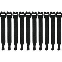 Pearstone 1 x 10 Touch Fastener Straps (Black, 10-Pack)