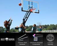 Pro Dunk Platinum with Rust Armor: In-Ground Adjustable Outdoor Basketball Goal Hoop with Regulation-Sized 72 Inch Glass Backboard Adjustable from 5.5 Feet for Home Courts and Institutions