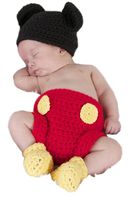 Pinbo Newborn Photography Prop Baby Costume Crochet Mouse Hat Cap Diaper Shoes