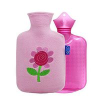 Small Washable Rectangular Hot Water Bottle with Cover 0.5 L -Pink